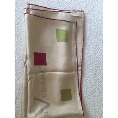 Pre-owned Bulgari Silk Neckerchief In Beige