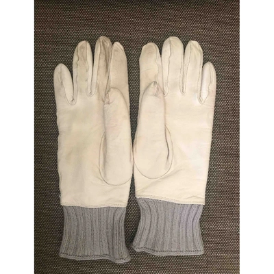 Pre-owned Malo Leather Gloves In Beige
