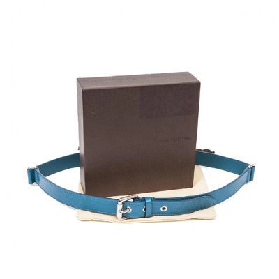 Leather belt Louis Vuitton Blue size Not specified International