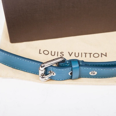 Pre-Owned Louis Vuitton Blue Leather Lv Belt ($485) ❤ liked on