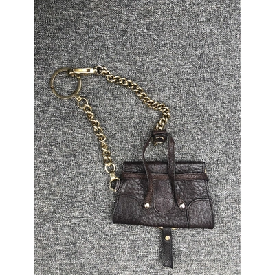 Pre-owned Dolce & Gabbana Leather Bag Charm In Brown