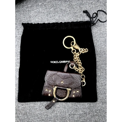 Pre-owned Dolce & Gabbana Leather Bag Charm In Brown