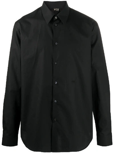 Shop N°21 Pointed-collar Long-sleeved Shirt In Black