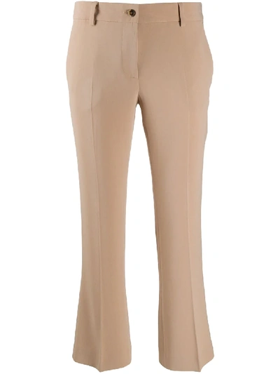 Shop Alberto Biani Cropped Kick-flare Trousers In Brown