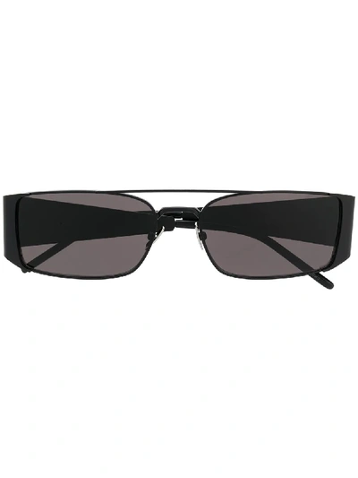 Shop Saint Laurent Lenny Rectangular-frame Sunglasses In Black