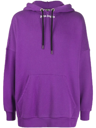 Shop Palm Angels Logo-print Oversized Hoodie In Purple