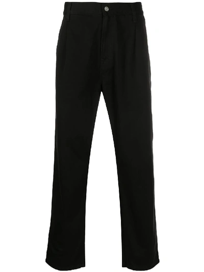 Shop Carhartt Plain Cropped Chinos In Black