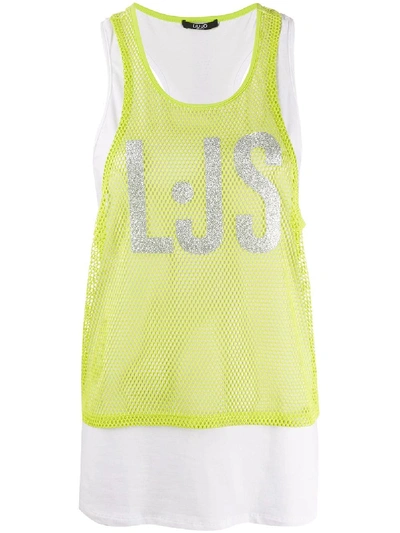 Shop Liu •jo Mesh Layered Top In White