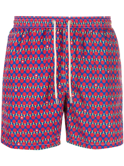 Shop Mc2 Saint Barth Badeshorts Mit Tennisschläger-print In Red