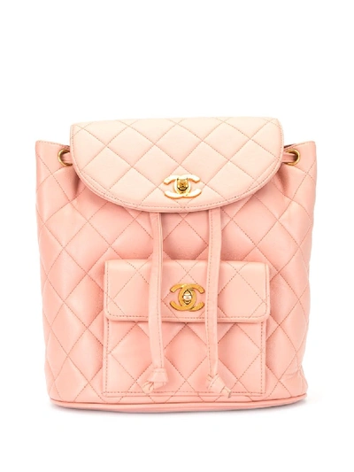 Pre-owned Chanel Diamond Quilt Drawstring Backpack In Pink