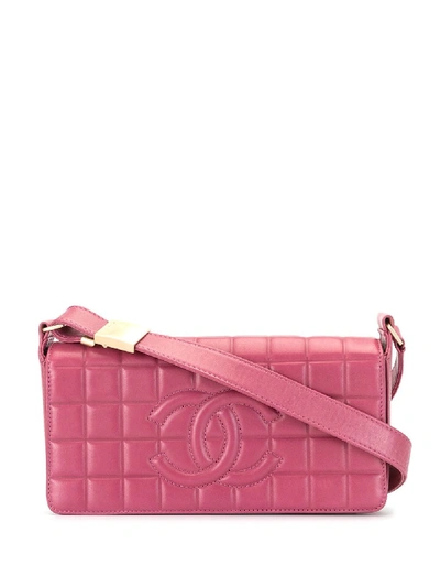 Pre-owned Chanel Choco Bar Cc Shoulder Bag In Pink