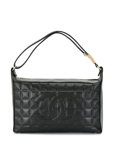 Pre-owned Chanel 2001 Choco Bar Quilted Shoulder Bag In Black
