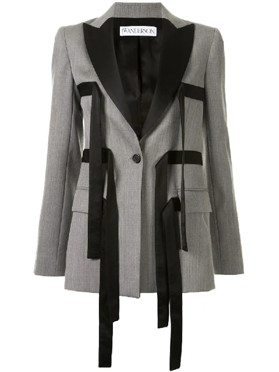 Shop Jw Anderson Straps Tailored Jacket In Grey
