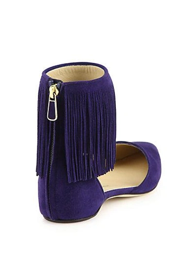 Shop Paul Andrew Espanola Fringed Suede Flats In Twilight