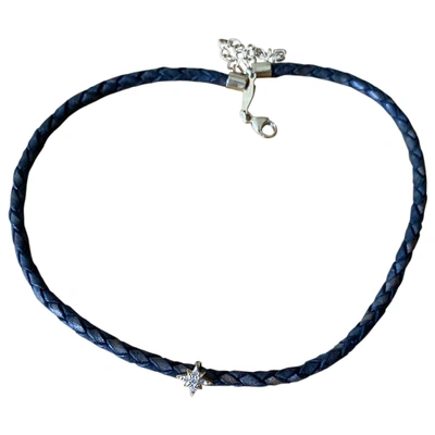 Pre-owned Jacquie Aiche Leather Necklace In Blue
