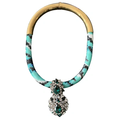 Pre-owned Shourouk Green Crystal Necklace