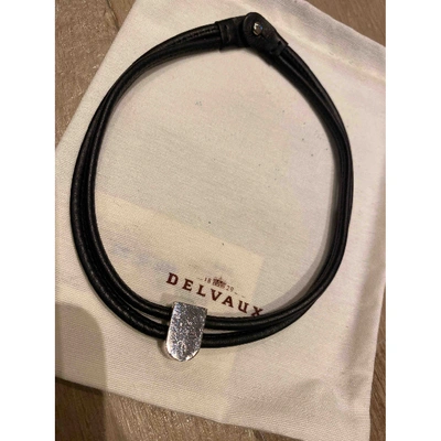 Pre-owned Delvaux Leather Necklace In Black