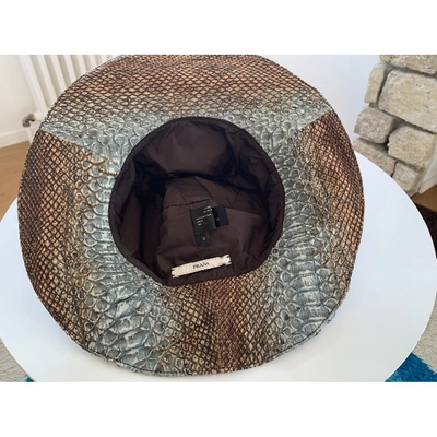 Pre-owned Prada Brown Leather Hat