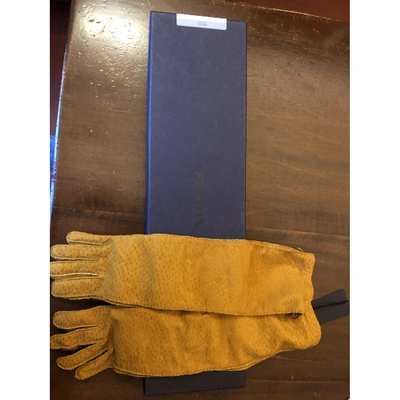 Pre-owned Prada Long Gloves In Camel