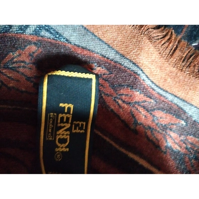 Pre-owned Fendi Wool Silk Handkerchief In Brown