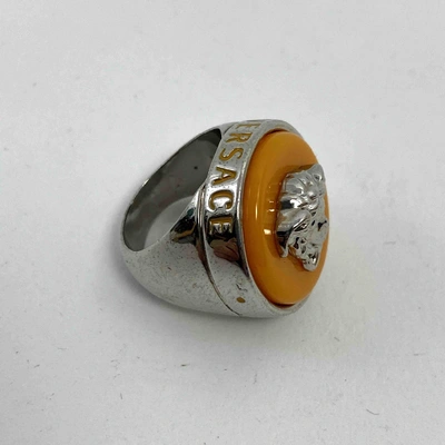Pre-owned Versace Medusa Ring In Orange