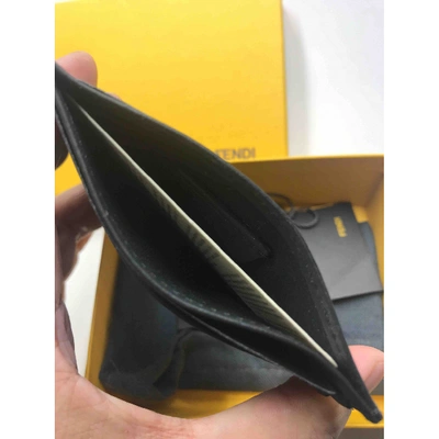 Pre-owned Fendi Leather Card Wallet In Black