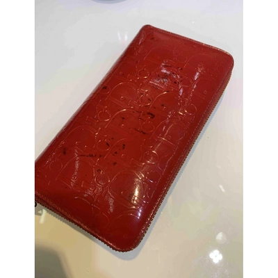 Pre-owned Dior Patent Leather Wallet In Red