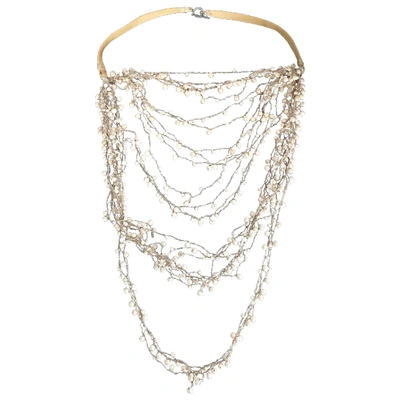 Pre-owned Brunello Cucinelli Pearls Long Necklace In Beige