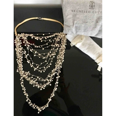 Pre-owned Brunello Cucinelli Pearls Long Necklace In Beige