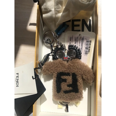 Pre-owned Fendi Witches Brown Mongolian Lamb Bag Charms