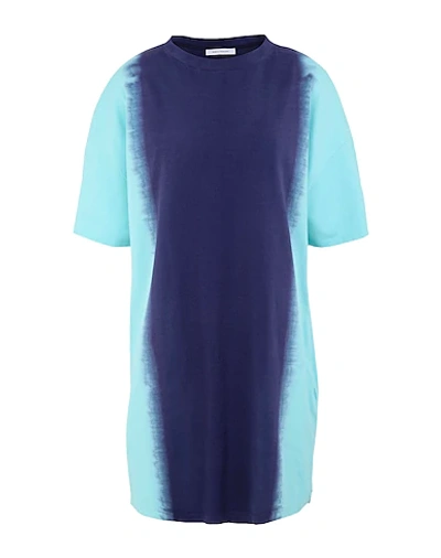 Shop Ninety Percent Woman Mini Dress Blue Size S Organic Cotton