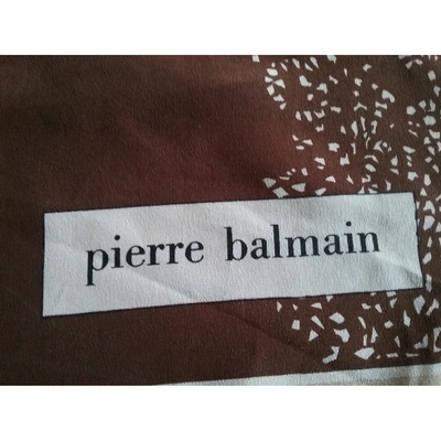Pre-owned Pierre Balmain Silk Neckerchief In Brown