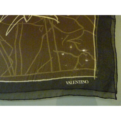 Pre-owned Valentino Garavani Silk Handkerchief In Brown