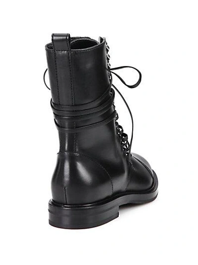 Shop Casadei Curb Chain Lace-up Leather Combat Boots In Black