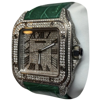 Pre-owned Cartier Santos 100 Xl Green Steel Watches