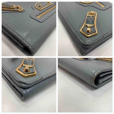 Pre-owned Balenciaga Leather Wallet In Grey