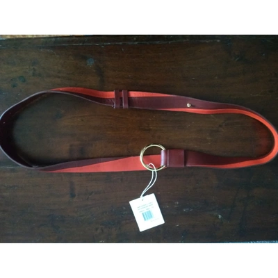 Pre-owned Diane Von Furstenberg Leather Belt In Burgundy