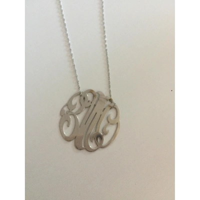 Pre-owned Ginette Ny Monograms White Gold Necklace In Silver