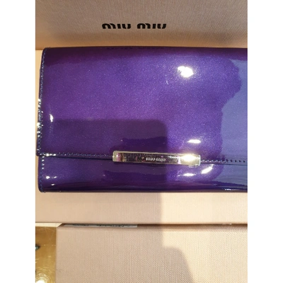 Pre-owned Miu Miu Patent Leather Wallet In Purple