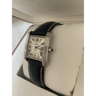 Pre-owned Cartier Tank Française Navy Steel Watch