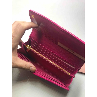 Pre-owned Miu Miu Leather Wallet In Pink