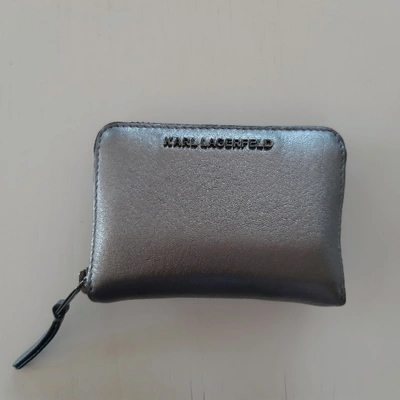 Pre-owned Karl Lagerfeld Leather Wallet In Silver