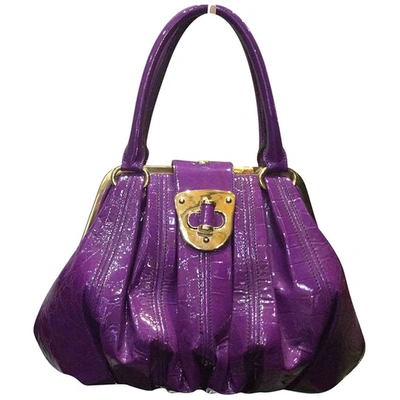 Pre-owned Alexander Mcqueen Patent Leather Handbag In Purple