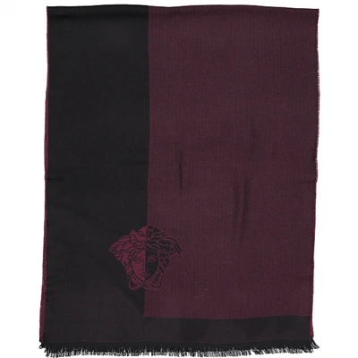 Pre-owned Versace Wool Scarf In Burgundy