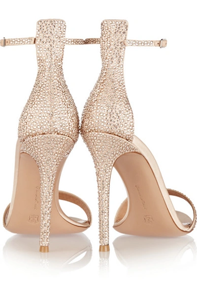 Shop Gianvito Rossi Embellished Satin Sandals In Neutrals