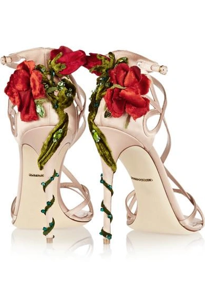 Shop Dolce & Gabbana Embellished Satin Sandals In Pink