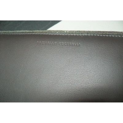 Pre-owned Brunello Cucinelli Leather Wallet In Grey