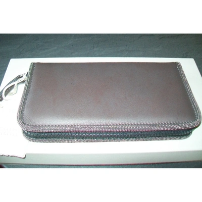 Pre-owned Brunello Cucinelli Leather Wallet In Grey