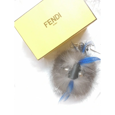 Pre-owned Fendi Bag Bug Grey Fox Bag Charms