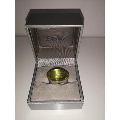 Pre-owned Daum Green Silver Ring